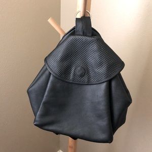 Black leather backpack